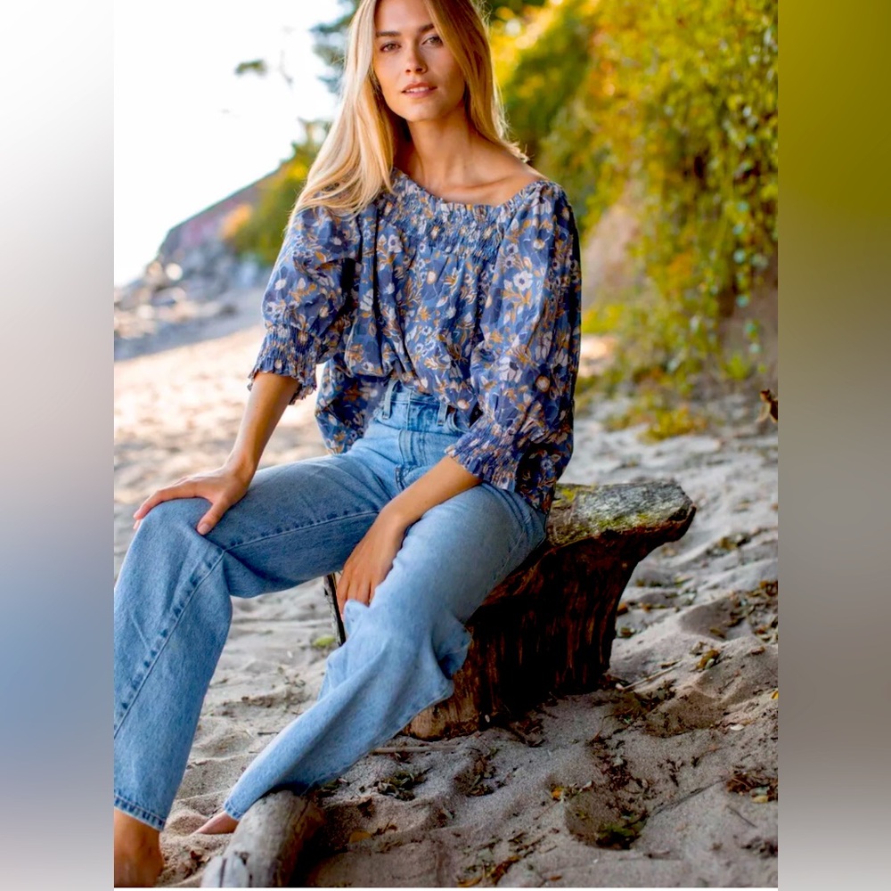 Marea Meg Top Orsay Floral Blue Indigo Size Small